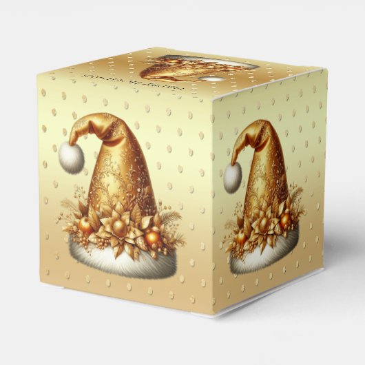 Gouden kerstmuts kerstcadeau doos bedankdoosjes (Achterkant)