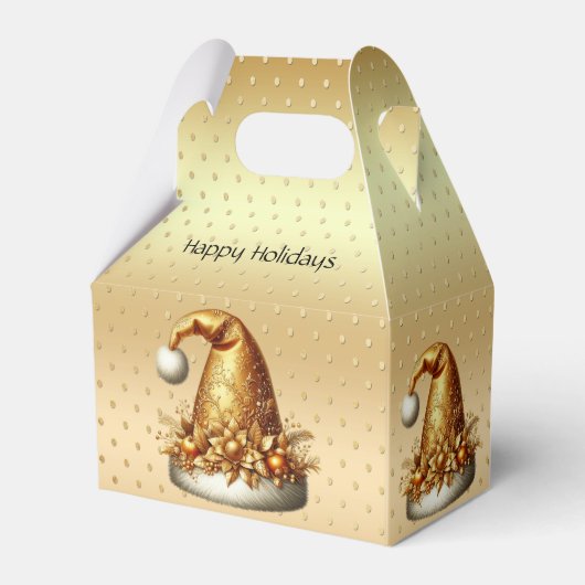 Gouden kerstmuts kerstcadeau doos bedankdoosjes (Achterkant)