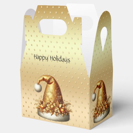 Gouden kerstmuts kerstcadeau doos bedankdoosjes (Geopend)