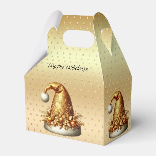 Gouden kerstmuts kerstcadeau doos bedankdoosjes (Voorkant Zijde)
