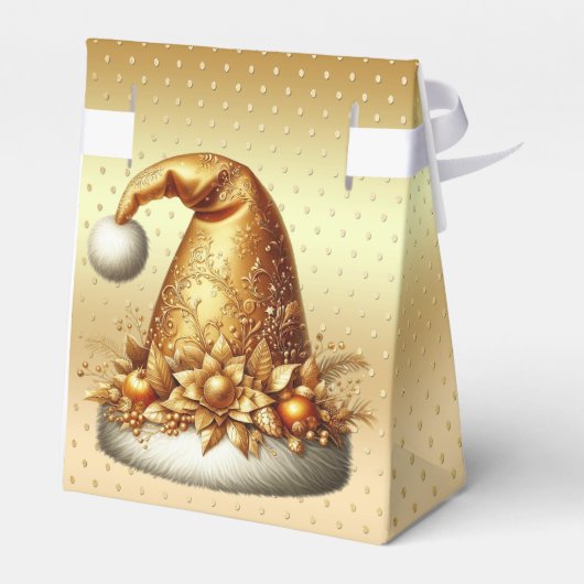 Gouden kerstmuts kerstcadeau doos bedankdoosjes (Achterkant)