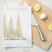 Gouden kerstochtend thee keukenhanddoek (Quarter Fold)