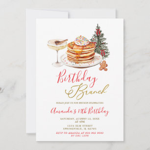 Gouden Kerstpannekoeken Minimale Verjaardagsbrunch Kaart