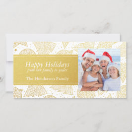 Gouden Kerstpatroon Vakantiefotokaart Feestdagenkaart