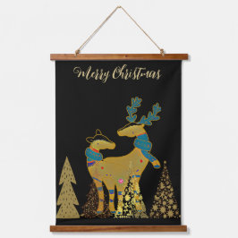 Gouden kerstrendeer Couple Trees Wall Decor Hangend Wandkleed