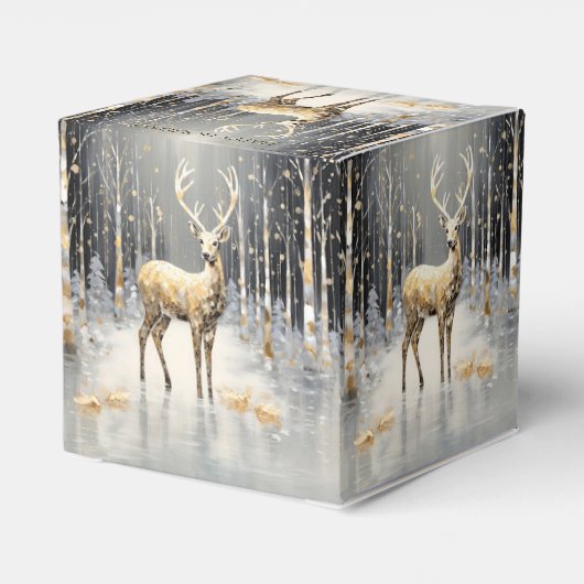 Gouden Kerstrendier Vakantie Cadeaubox Bedankdoosjes (Achterkant)