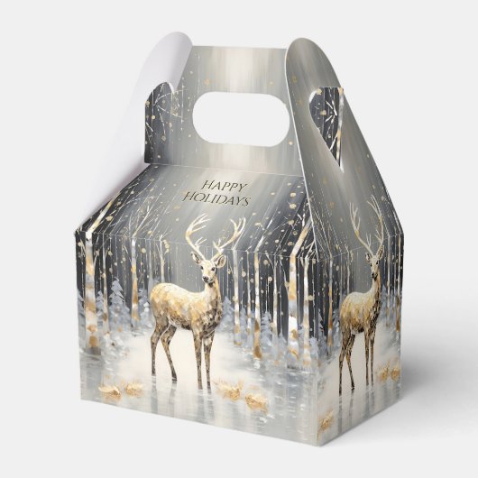 Gouden Kerstrendier Vakantie Cadeaubox Bedankdoosjes (Achterkant)