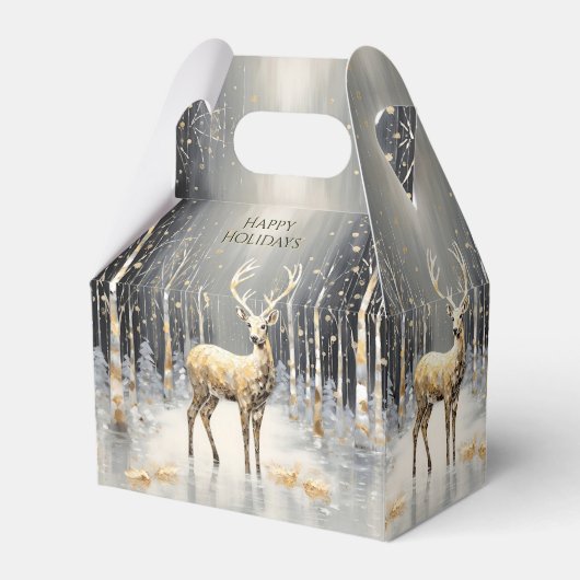 Gouden Kerstrendier Vakantie Cadeaubox Bedankdoosjes (Voorkant Zijde)