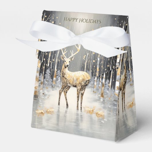 Gouden Kerstrendier Vakantie Cadeaubox Bedankdoosjes (Voorkant Zijde)