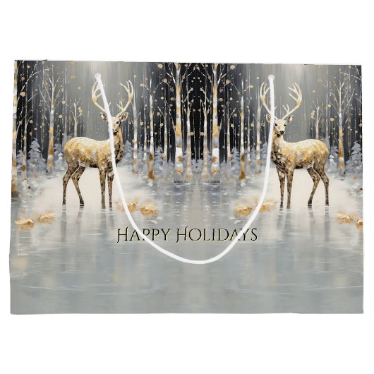 Gouden Kerstrendier Vakantie Cadeautas (Achterkant)