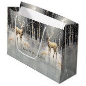 Gouden Kerstrendier Vakantie Cadeautas (Voorkant Gekanteld)