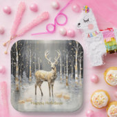 Gouden Kerstrendier Vakantiepapier Bord (Feest)