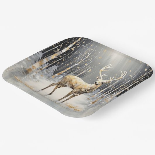 Gouden Kerstrendier Vakantiepapier Bord (Gebogen)