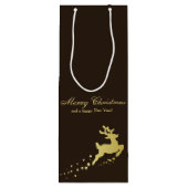 Gouden kerstrendiertje met sterren wijn cadeautas (Achterkant)