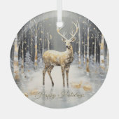 Gouden Kerstrendiervakantie Glas Ornament (Voorkant)