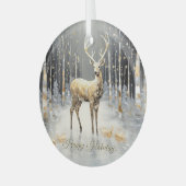 Gouden Kerstrendiervakantie Glas Ornament (Voorkant links)