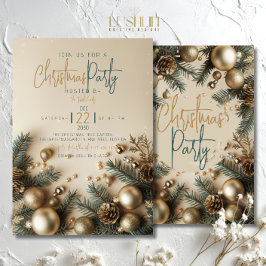 Gouden Kerstsieraden met Groene Kerstversiering Kaart