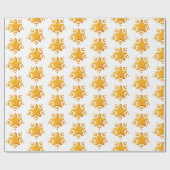 Gouden Kerstsneeuwpatroon Cadeaupapier (Vlak)