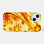 Gouden Kerstsneeuwvlokken iPhone 15 Case (Achterkant horizontaal)
