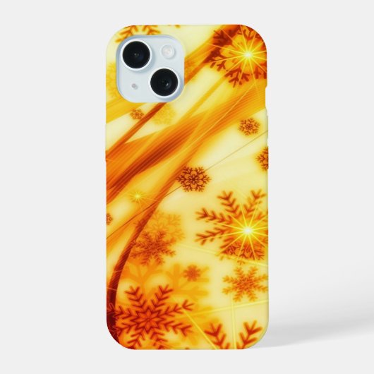 Gouden Kerstsneeuwvlokken iPhone 15 Case (Achterkant)