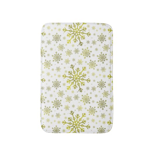  gouden kerstsnowflakes op de winter White Badmat (Voorkant Verticaal)