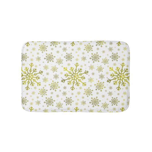  gouden kerstsnowflakes op de winter White Badmat (Voorkant)