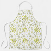  gouden kerstsnowflakes op de winter White Schort (Voorkant)