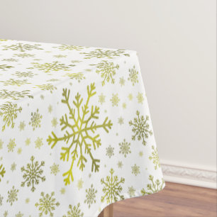  gouden kerstsnowflakes op de winter White Tafelkleed