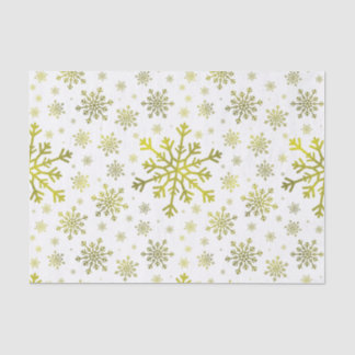  gouden kerstsnowflakes op de winter White Tissuepapier