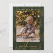 Gouden Kerstspar Bomen 2 Foto Feestdagenkaart (Voorkant)