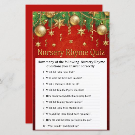 gouden kerstspeelgoed Nursery Rhyme Quiz baby show (Voorkant / Achterkant)