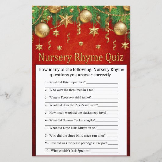 gouden kerstspeelgoed Nursery Rhyme Quiz baby show (Voorkant)