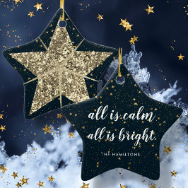 Gouden Kerstster | Alles is een lichte familie Keramisch Ornament