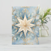  gouden kerstster blauw feestdagenkaart (Staand voorkant)