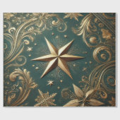 gouden kerstster cadeaupapier (Vlak)