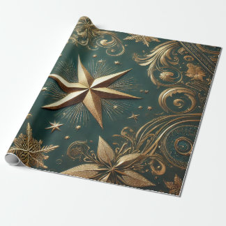 gouden kerstster cadeaupapier