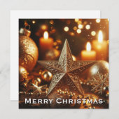 Gouden Kerstster in een stralende nacht Feestdagenkaart (Voorkant / Achterkant)