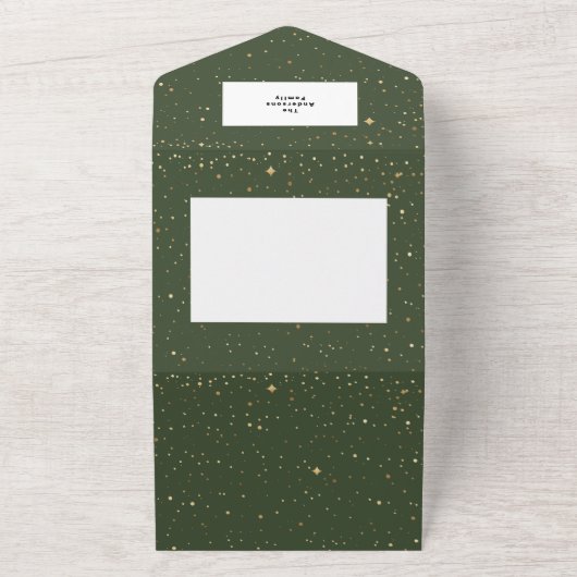 gouden kerststerren all in one uitnodiging (Buitenkant)