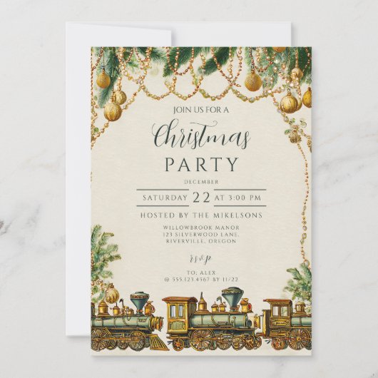 gouden kersttrein kaart (Voorkant)