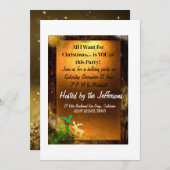 Gouden kerstuitnodiging kaart (Voorkant / Achterkant)