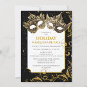 Gouden Kerstvakantie Masquerade Bal Kaart (Voorkant)
