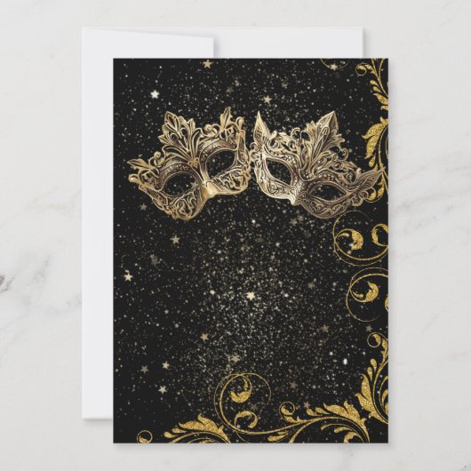 Gouden Kerstvakantie Masquerade Bal Kaart (Achterkant)