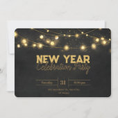 Gouden kerstverlichting minimalistisch nieuwjaar kaart (Voorkant)