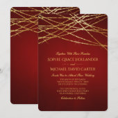 Gouden kerstverlichting op robijnrood kaart (Voorkant / Achterkant)