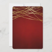 Gouden kerstverlichting op robijnrood kaart (Achterkant)