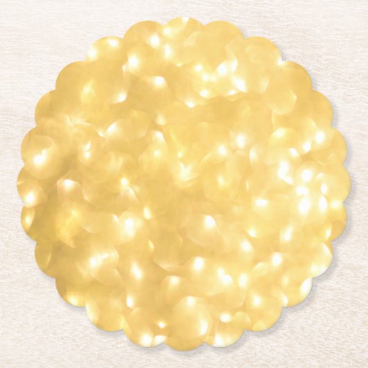 Gouden Kerstverlichting Papier Onderzetter (Voorkant)