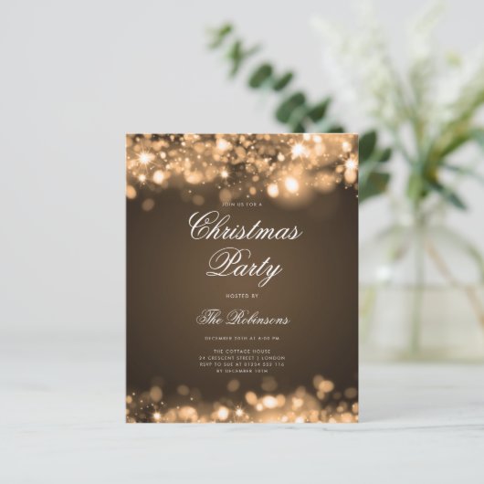 Gouden Kerstverlichting Uitnodigen Programma & Men (Staand voorkant)