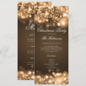 Gouden Kerstverlichting Uitnodigen Programma & Men (Voorkant / Achterkant)