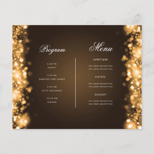 Gouden Kerstverlichting Uitnodigen Programma & Men Flyer (Achterkant)