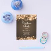 Gouden Kerstverlichting Uitnodigen Programma & Men Flyer (Enkel)